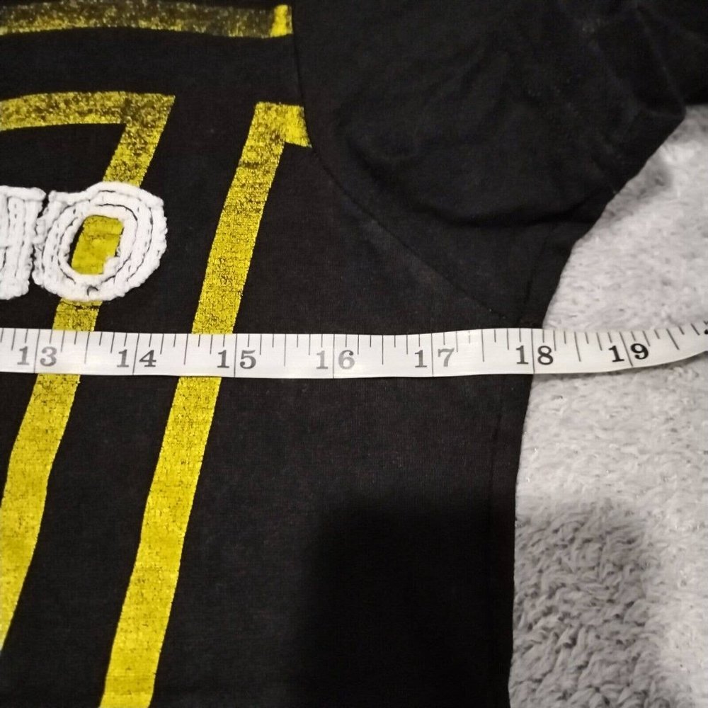 Vintage Moschino Jeans T Shirt Womens L Black Peace Embroidered Logo Graphic Top - Picture 10 of 14